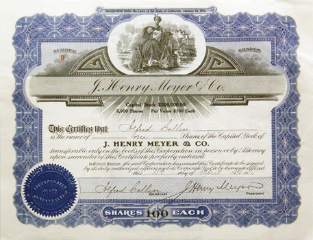 «J. Henry Meyer certificate, issued to Alfred Cellier»